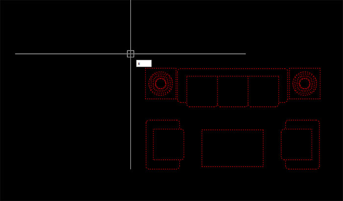 Hình ảnh đối tượng bộ sofa đã bị khóa block trong CAD