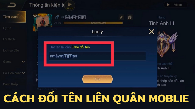 Cách đổi tên liên quân mobile